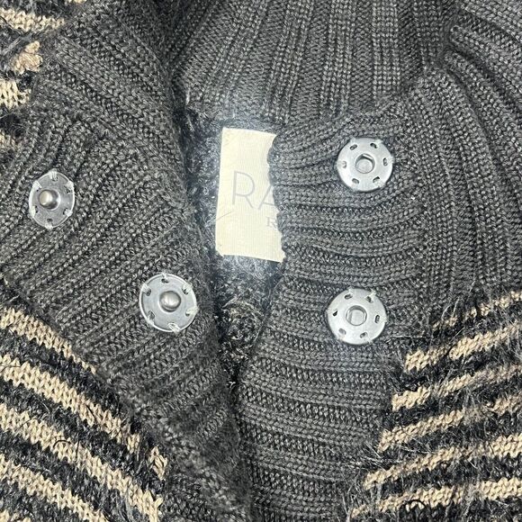 Rachel Roy Sweater Dress Womens Large Black Brown Striped Stretch Wool Fitted - Picture 9 of 13